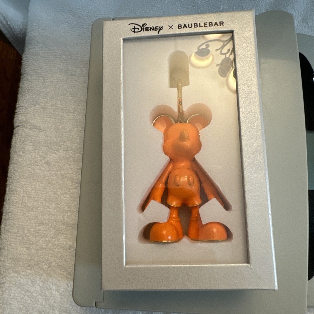 Disney x Baublebar Orange Mickey Mouse Keychain Bag Charm With Box